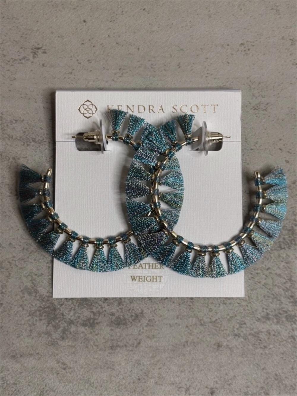 Kendra Scott Evie Fringe Hoop Earrings in Blue/Gold